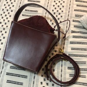 STAUD Bordeaux Leather Bucket Bag